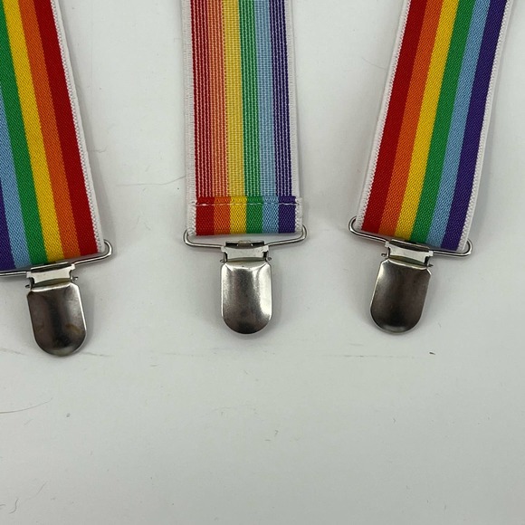 Unisex Rainbow Suspenders Adult One Size Pride Adjustable Clips - Picture 5 of 5